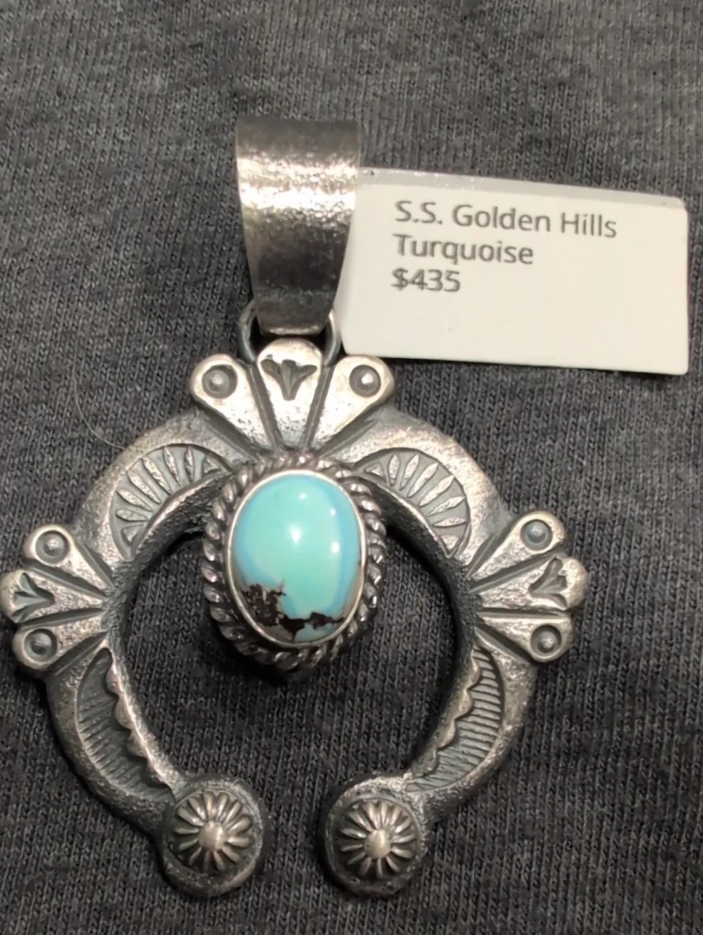 S.S. Golden Hills Turquoise Silver Cast Pendant Necklace By Kevin Billah - Picture 1 of 3